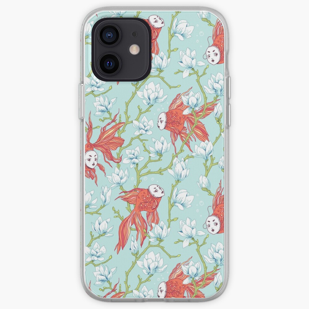 Goldfish, Mask and Magnolia Pattern iPhone Case & Cover
