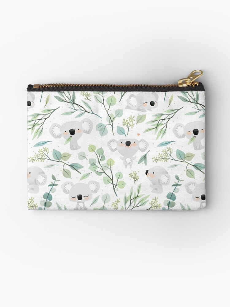 Zipper Pouch, Koala and Eucalyptus Pattern designed and sold by freeminds