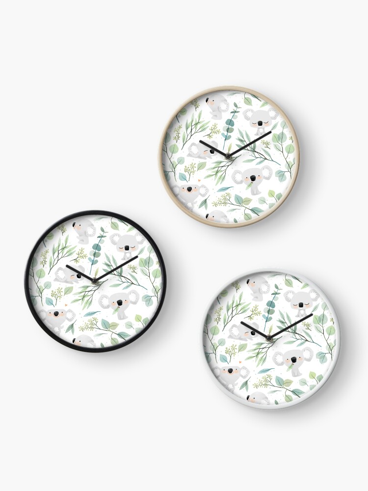 Imagen 3 de 4, Reloj con la obra Patrón Koala y Eucalipto, diseñada y vendida por freeminds.