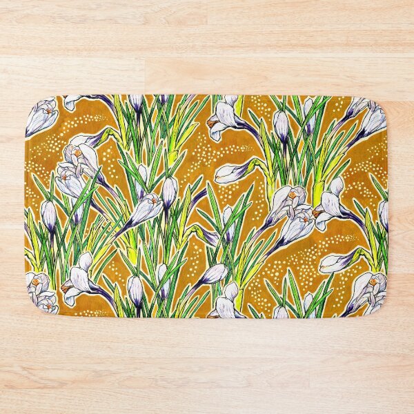 Item preview, White Crocuses, Spring Garden Flowers, Floral Pattern, Golden Yellow designed and sold by Julia Khoroshikh.