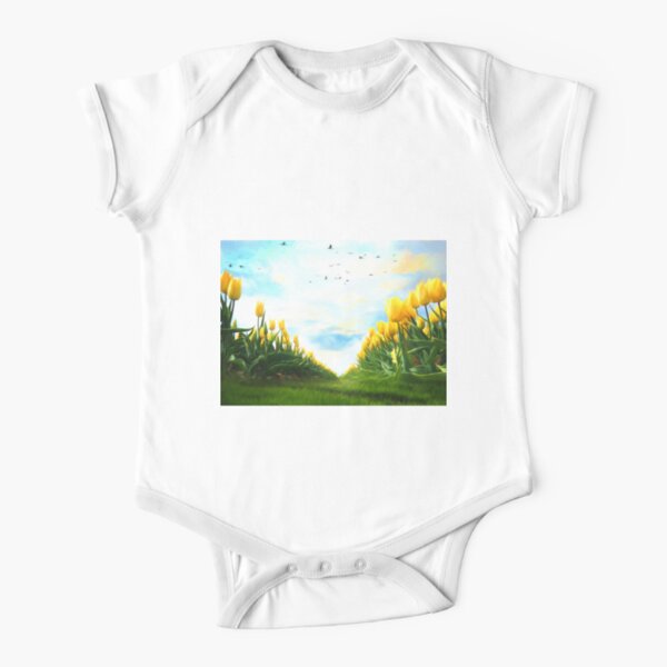 Yellow Tulips Baby Body Kurzarm