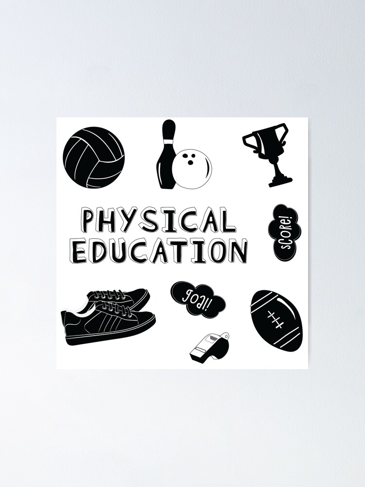 White Physical Education School Subject Sticker Pack Poster for Sale by  The-Goods