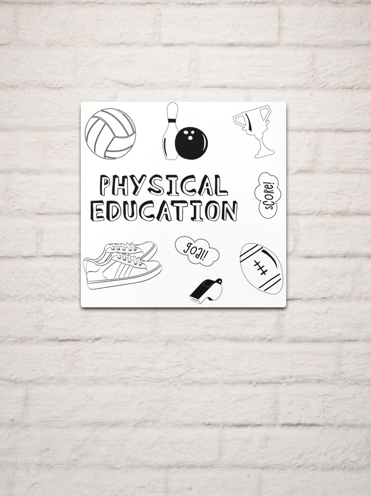 White Physical Education School Subject Sticker Pack Poster for