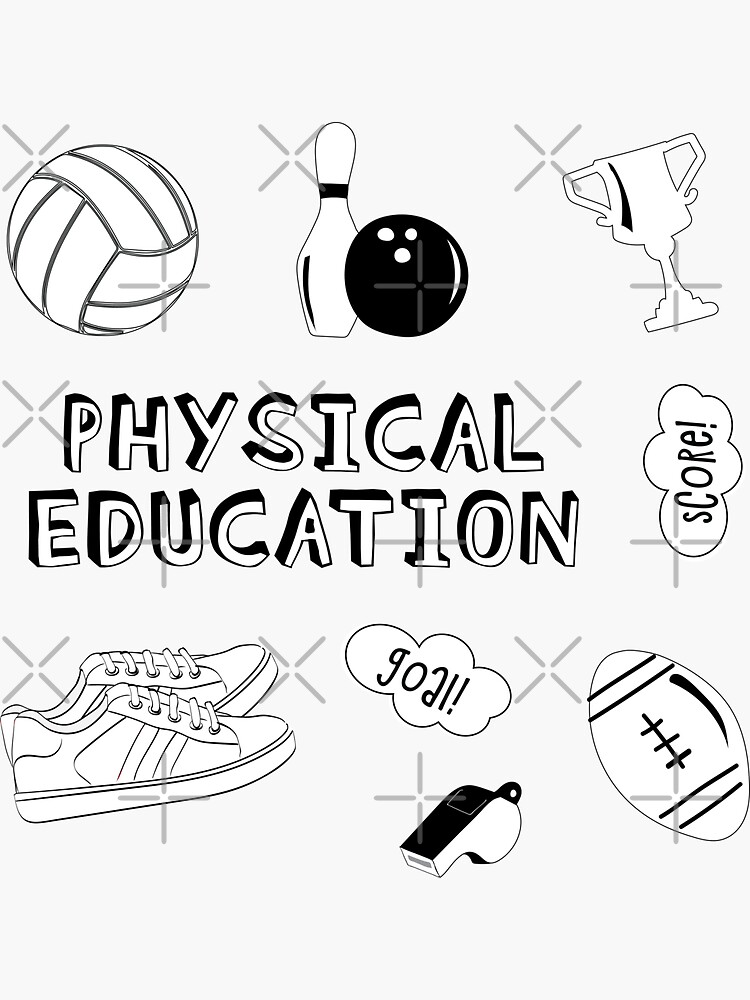 White Physical Education School Subject Sticker Pack Poster for