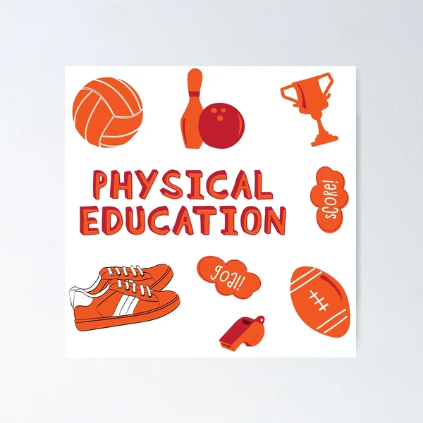 White Physical Education School Subject Sticker Pack Poster for