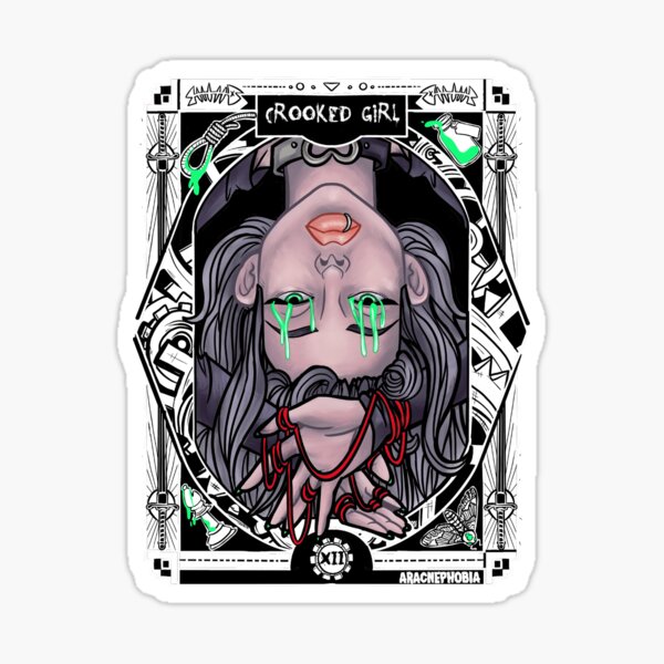 The hanged man (crooked girl) Sticker