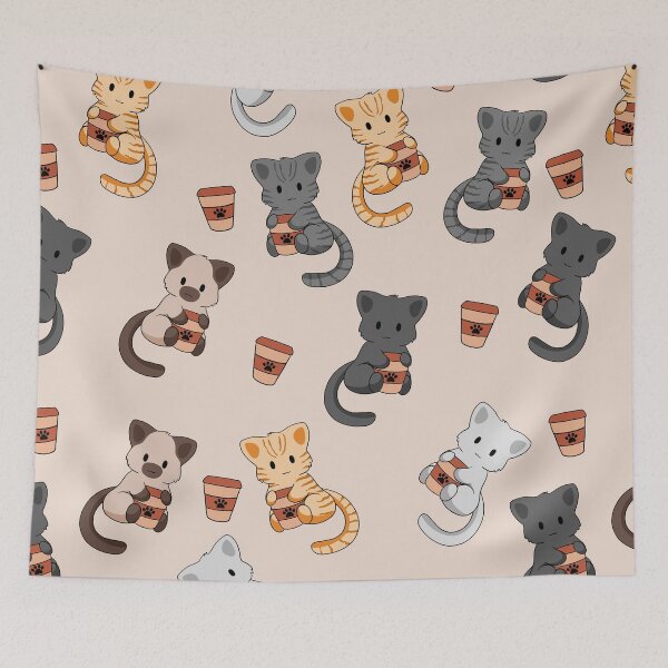 Aperçu de l'œuvre Modèle de chats et de café marron créée et vendue par BiscuitSnack.