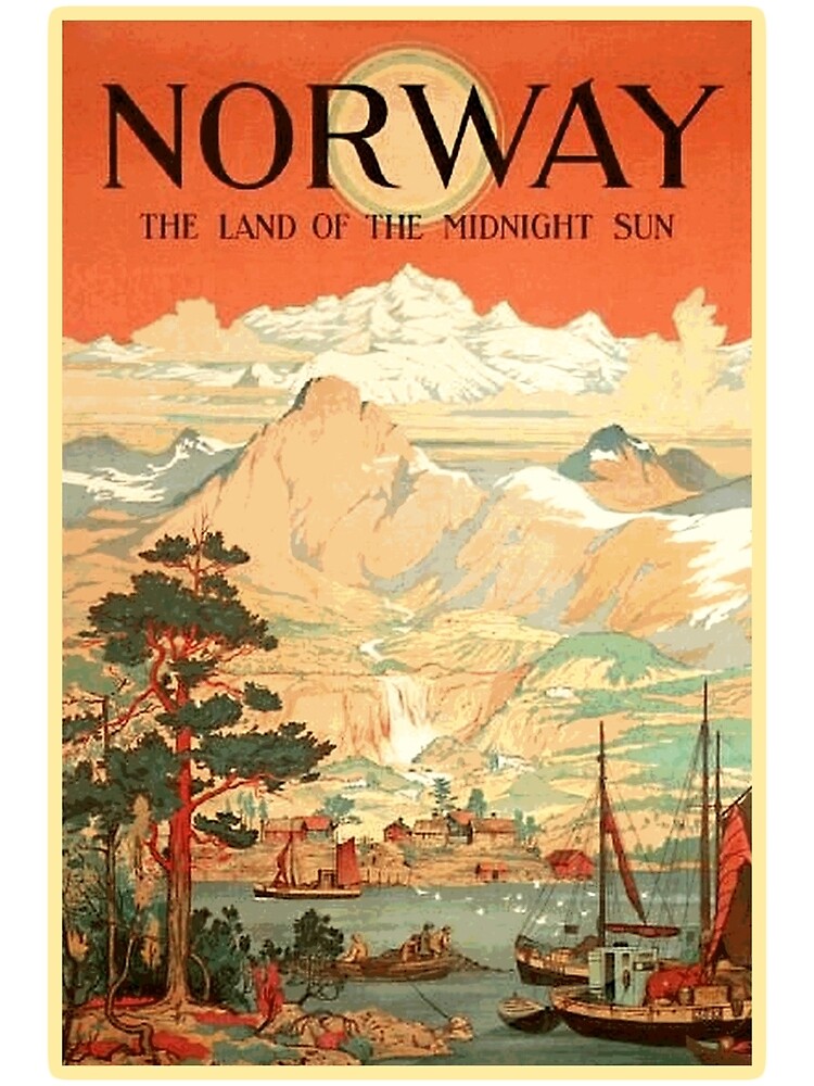 Discover Norway, the Land of the Midnight Sun - Vintage Travel Poster Design Premium Matte Vertical Poster