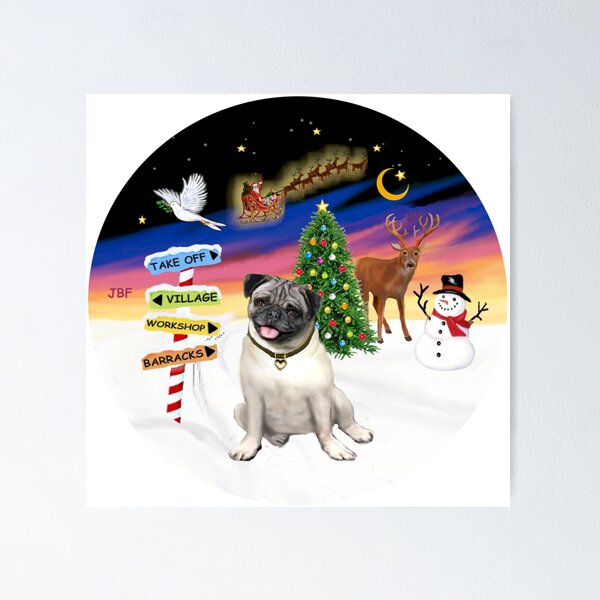 Item preview, Christmas Signs with a Pug designed and sold by JeanBFitzgerald.