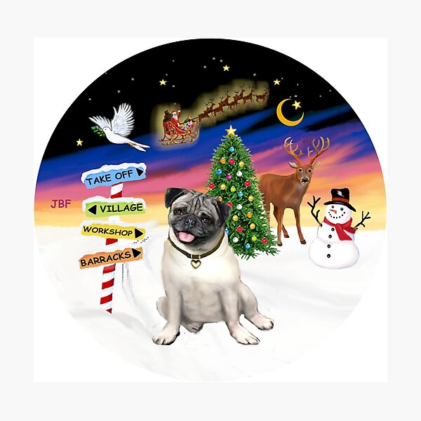 Item preview, Christmas Signs with a Pug designed and sold by JeanBFitzgerald.
