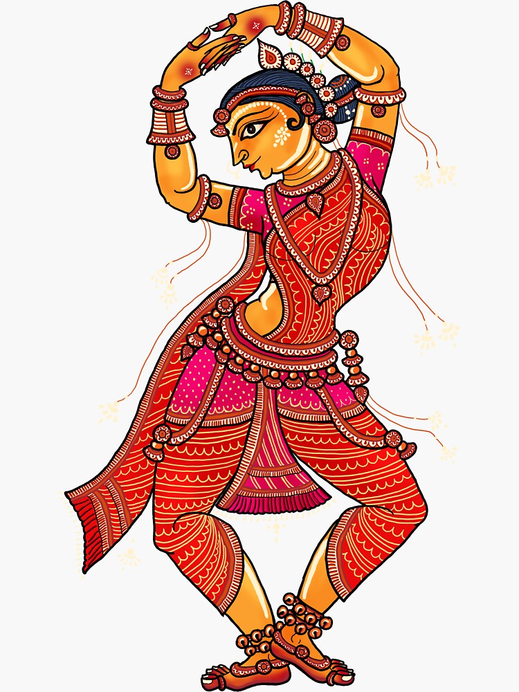 Odissi dancer #1 - Indian Art (21 x 30 cms) - International Indian Folk Art  Gallery