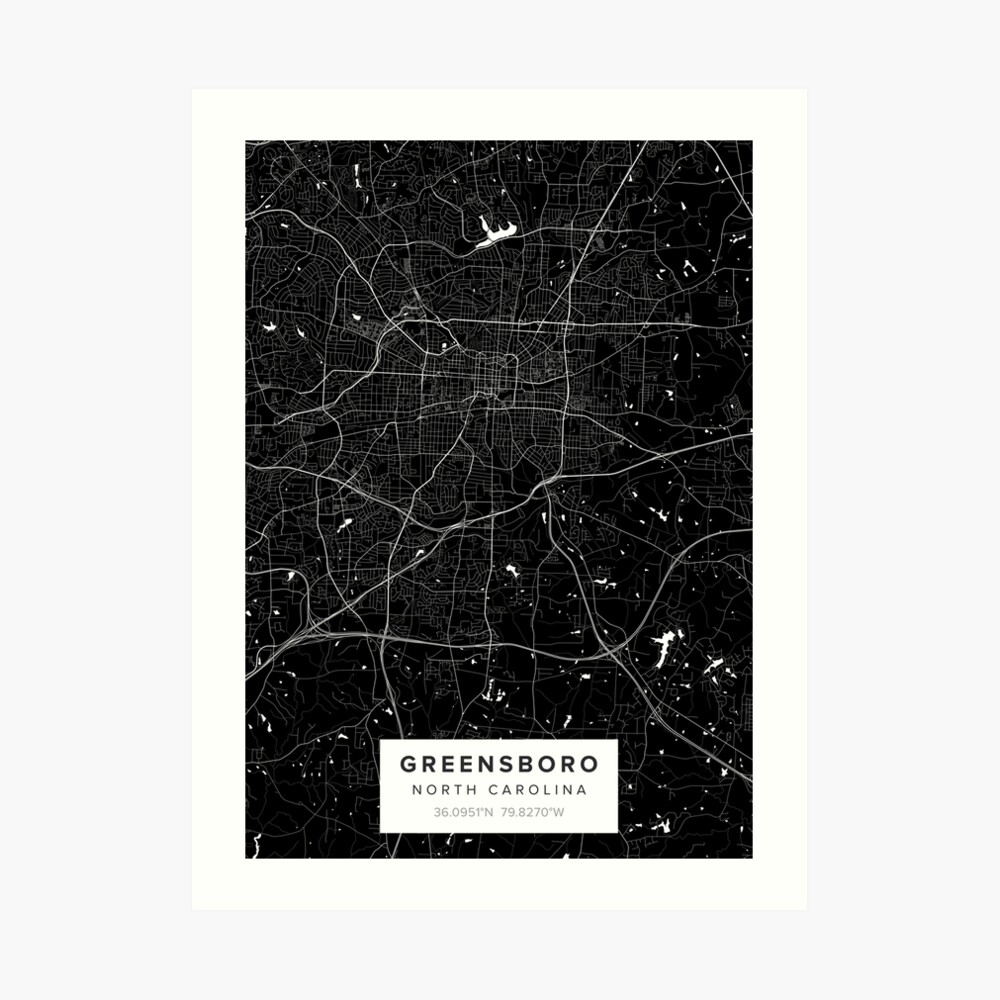 Greensboro NC Map Art Board Print