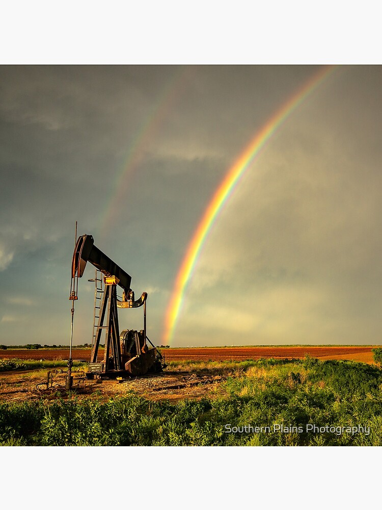 Black Gold - Rainbow Ends at Pump Jack in Texas Oilfield by SeanRamsey