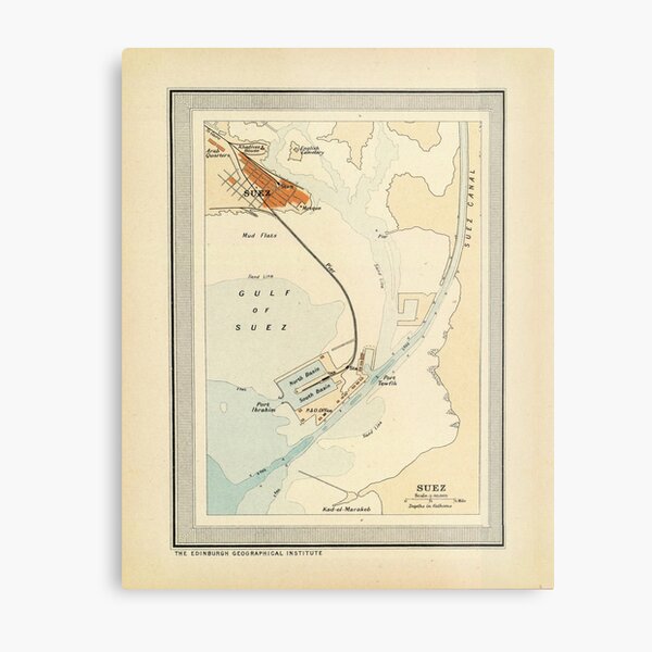 Item preview, Vintage Suez Canal Map (1922) designed and sold by BravuraMedia.