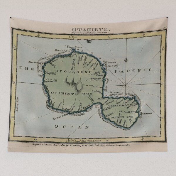 Item preview, Vintage Map of Tahiti (1800) designed and sold by BravuraMedia.