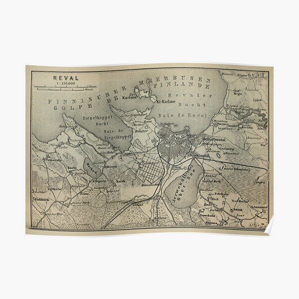 Vintage Tallinn Estonia Map (1914) V.2 Poster