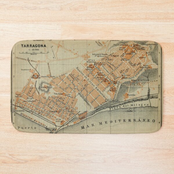 Item preview, Vintage Tarragona Spain Map (1913) designed and sold by BravuraMedia.
