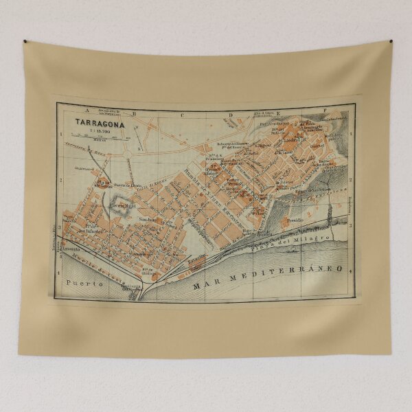 Item preview, Vintage Tarragona Spain Map (1913) designed and sold by BravuraMedia.