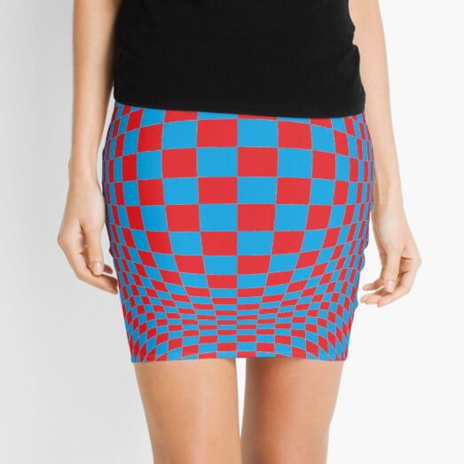 #Optical #Checker #Illusion #Pattern, design, chess, abstract, grid, square, checkerboard, illusion Mini Skirt