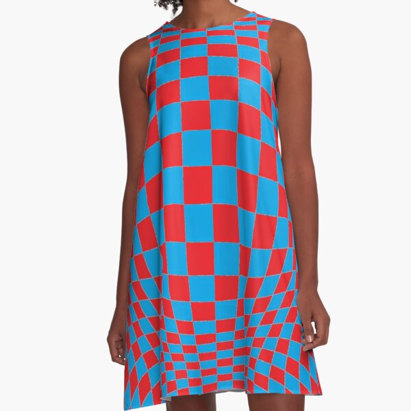 #Optical #Checker #Illusion #Pattern, design, chess, abstract, grid, square, checkerboard, illusion A-Line Dress
