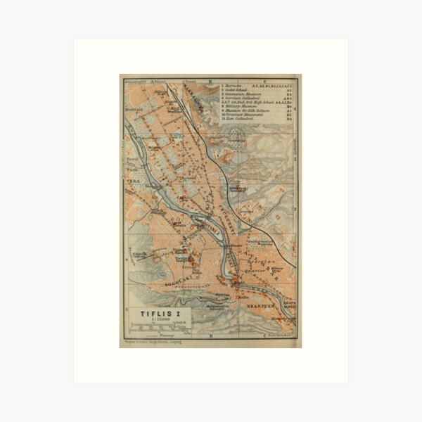 Item preview, Vintage Tbilisi Georgia Map (1914) designed and sold by BravuraMedia.