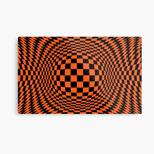 #Optical #Checker #Illusion #Pattern, design, chess, abstract, grid, square, checkerboard, illusion Metal Print