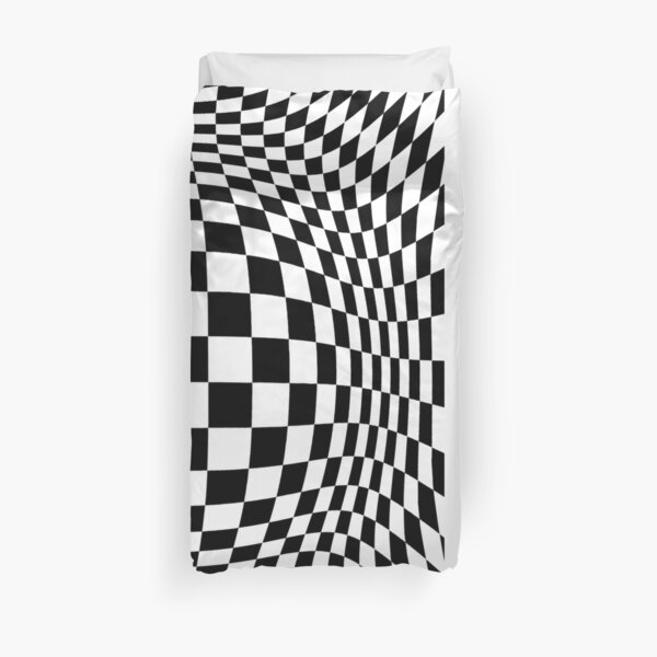 Chess, #Optical #Checker #Illusion #Pattern, design, chess, abstract, grid, square, checkerboard, illusion Duvet Cover