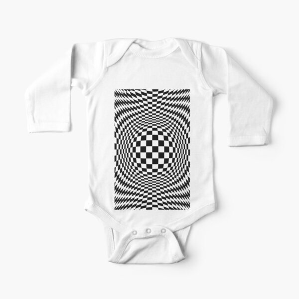 #Optical #Checker #Illusion #Pattern, design, chess, abstract, grid, square, checkerboard, illusion Long Sleeve Baby One-Piece