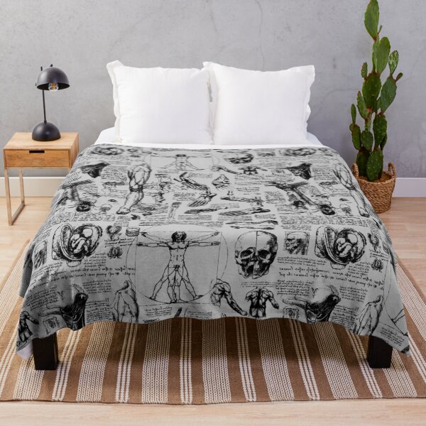 Item preview, Da Vinci's Anatomy Sketches // Light Grey designed and sold by TLTextiles.
