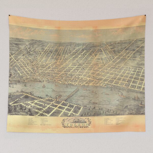 Item preview, Vintage Pictorial Map of Toledo OH (1870) designed and sold by BravuraMedia.