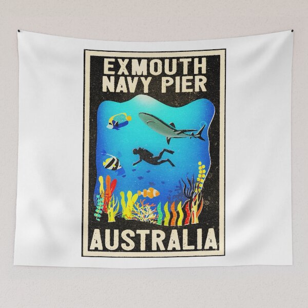 Item preview, Navy Pier Exmouth Scuba Diving Ningaloo Western Australia Vintage Style Vacation Fish Coral Reef designed and sold by Travel Time.