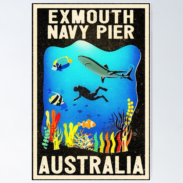 Item preview, Navy Pier Exmouth Scuba Diving Ningaloo Western Australia Vintage Style Vacation Fish Coral Reef designed and sold by Travel Time.