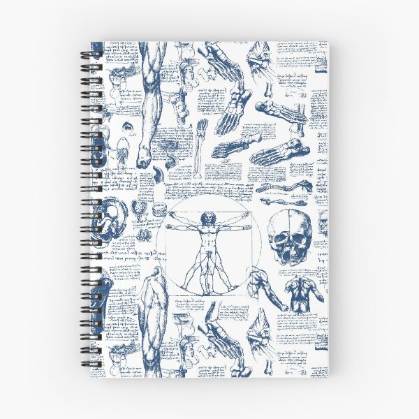 Artikelvorschau, Da Vincis Anatomie-Skizzen in Blau entworfen und verkauft von TLTextiles.