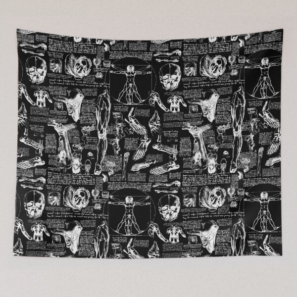 Item preview, Da Vinci's Anatomy Sketches // Black designed and sold by TLTextiles.