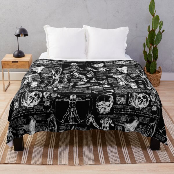 Vista previa del artículo con la obra «Bocetos de la Anatomía de Da Vinci // Negro», diseñado y vendido por TLTextiles.