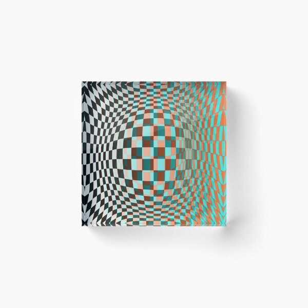 #Optical #Checker #Illusion #Pattern, design, chess, abstract, grid, square, checkerboard, illusion Acrylic Block