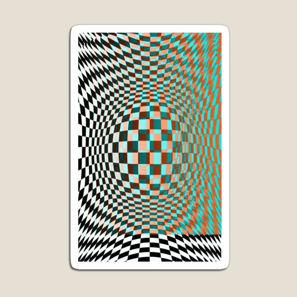 #Optical #Checker #Illusion #Pattern, design, chess, abstract, grid, square, checkerboard, illusion Magnet