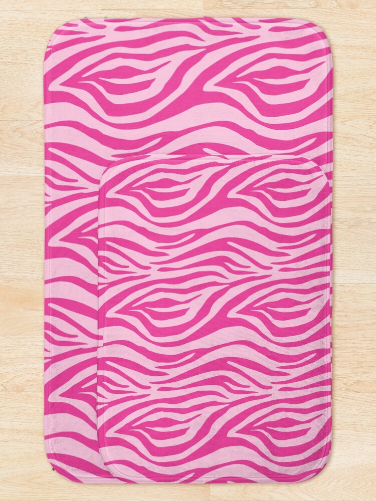 "Preppy Pink Zebra Stripes Pattern" Bath Mat for Sale by CafePretzel