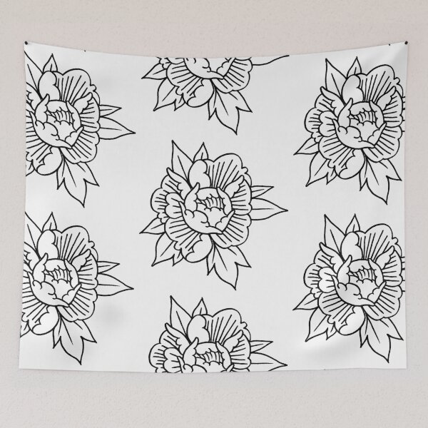 Item preview, Peony traditional tattoo designed and sold by Fiburnin.