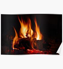 Fire in fireplace Poster