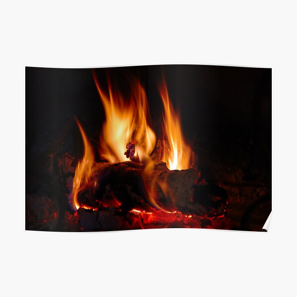 Fire in fireplace Poster
