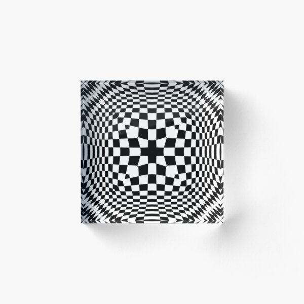 #Optical #Checker #Illusion #Pattern, design, chess, abstract, grid, square, checkerboard, illusion Acrylic Block