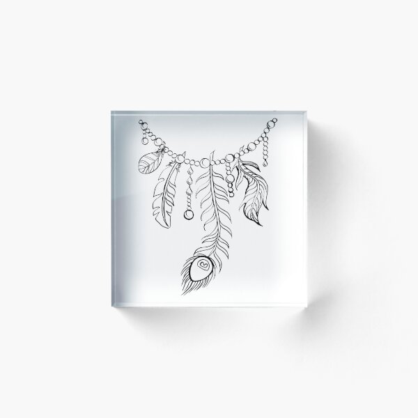 Item preview, Necklace with Feathers and Pearls designed and sold by Ivy Lily Art.