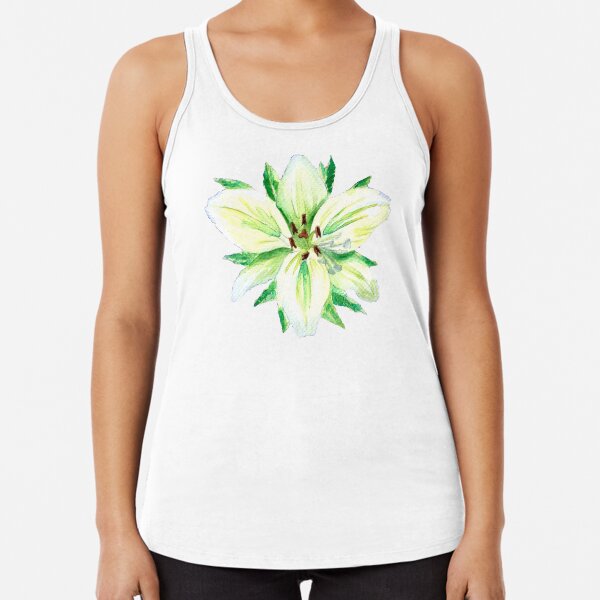 White Lily - Watercolor Flower Painting Racerback Tank Top