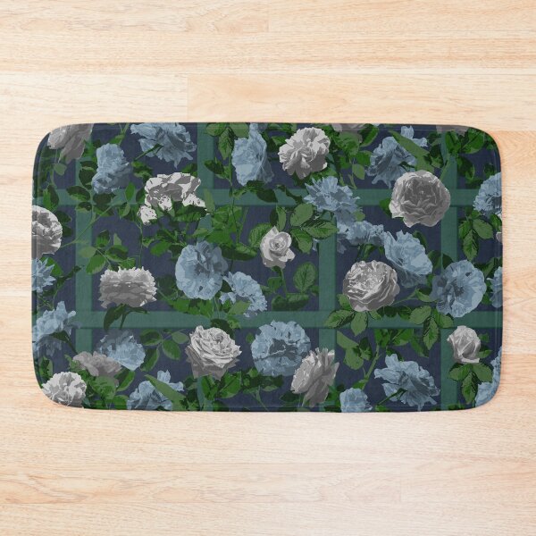 Item preview, Rose Vines on Lattice Pattern - Navy Blue Grey designed and sold by WickedRefined - Nicole Demereckis.