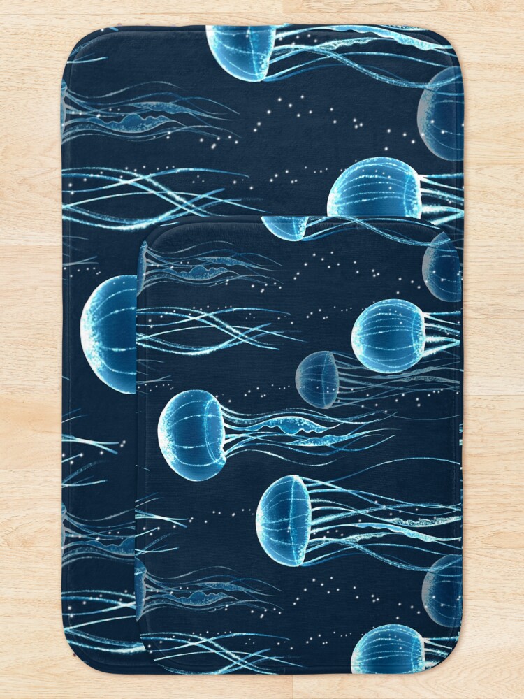 Alternate view of Glowing jellyfish Bath Mat