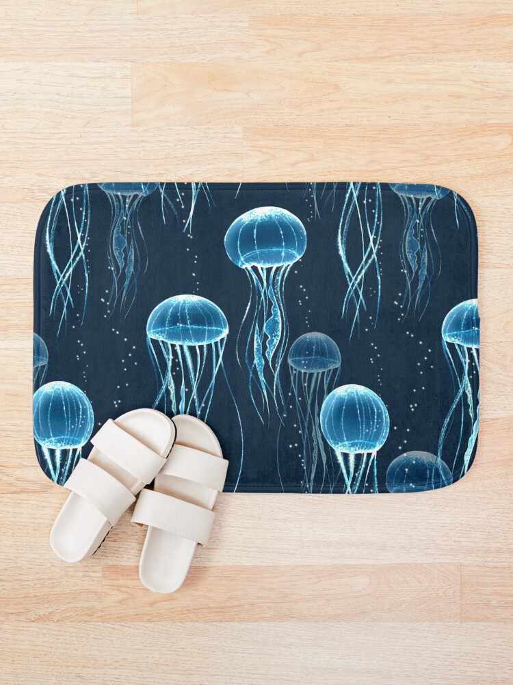 Alternate view of Glowing jellyfish Bath Mat