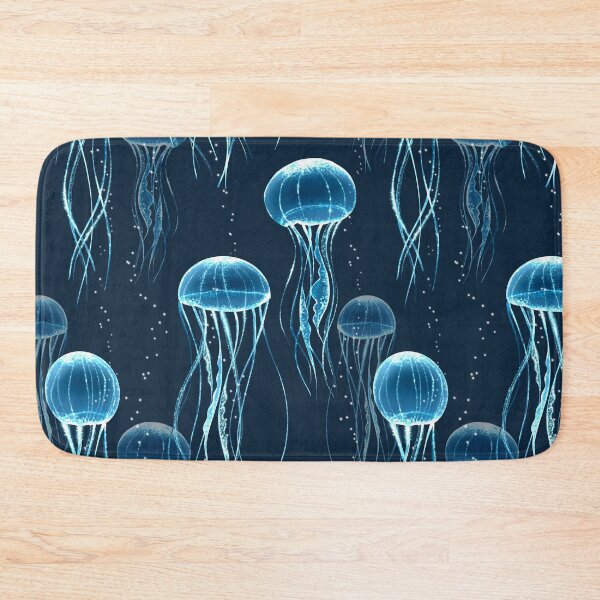 Glowing jellyfish Bath Mat