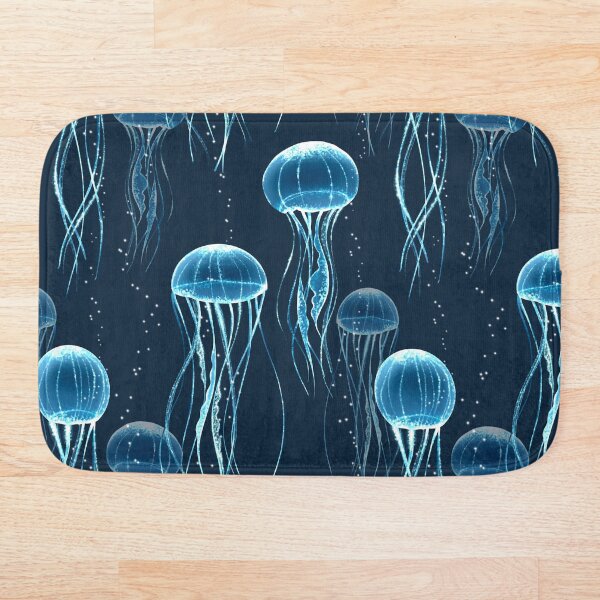 Glowing jellyfish Bath Mat