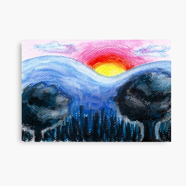 Sunset Lake Landscape Painting Canvas Print for Sale by Katri Ketola